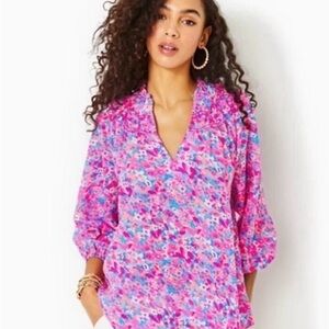 Lilly Pulitzer Pink and Blue Floral Blouse